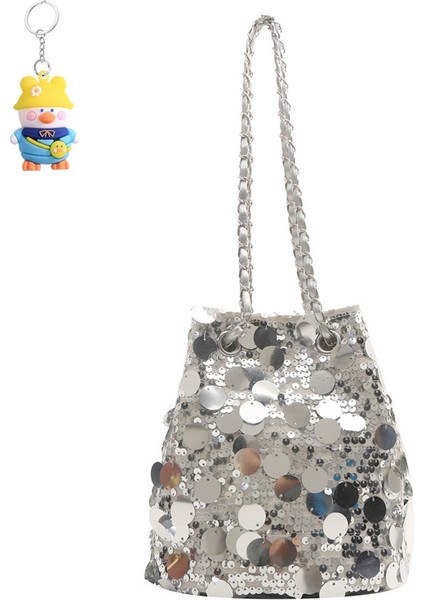 Pullu Çanta Kadın Çanta Çok Yönlü Zincir Crossbody Çanta Omuz Kova Çanta (Yurt Dışından)