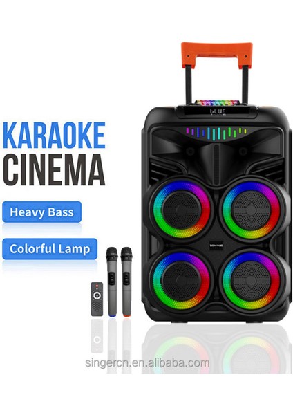 WGY-8888 4x8 Inç Taşınabilir Bluetooth Hoparlör – Ekstra Bas, Dahili Amfi, Mikrofonlu ve Rgb Işıklı