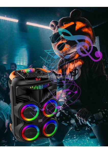 WGY-8888 4x8 Inç Taşınabilir Bluetooth Hoparlör – Ekstra Bas, Dahili Amfi, Mikrofonlu ve Rgb Işıklı