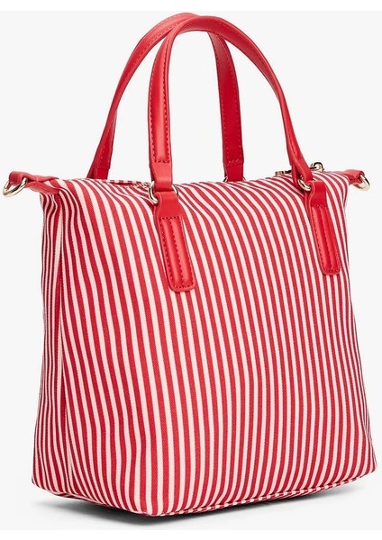 Kanvas Tote Kırmızı Kadın Çizgili Çanta fiyatları