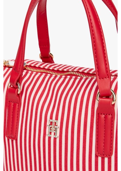 Kanvas Tote Kırmızı Kadın Çizgili Çanta fırsatları