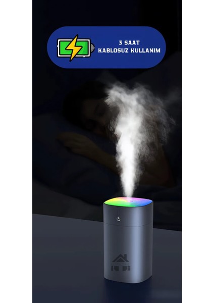 YENİ ŞARJLI H2O Şarjlı Humidifier 400 ml Ultrasonik Hava Nemlendirici Buhar Makinesi ve Aroma Difüzörü H2O