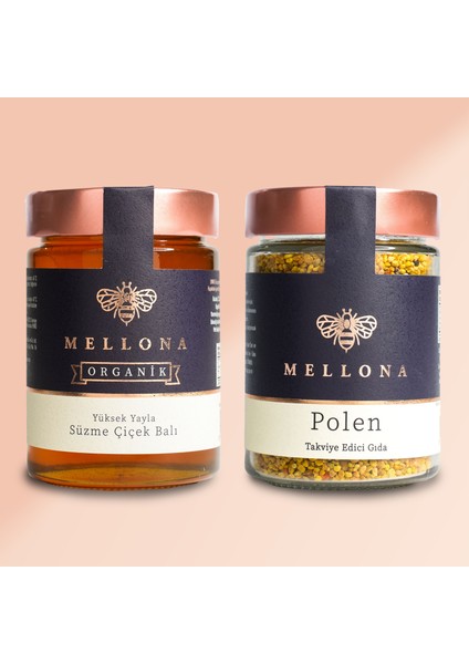 Organik Yüksek Yayla 450 gr Süzme Çiçek Balı + 200 gr Polen