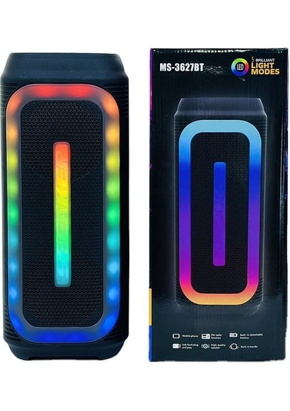 MS-3627BT Taşınabilir Bluetooth Hoparlör – Çift 4 Inç, Rgb Işıklı, Mikrofonlu