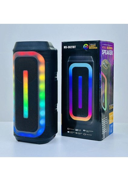 MS-3627BT Taşınabilir Bluetooth Hoparlör – Çift 4 Inç, Rgb Işıklı, Mikrofonlu