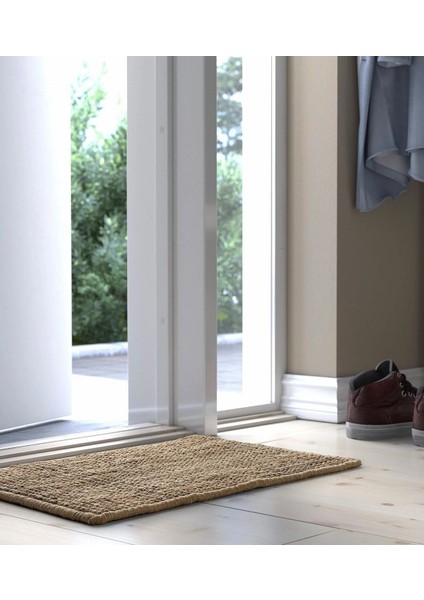 Kapı Önü Paspası 60 x 40 cm Ikea Jüt Örgü Paspas Kaymaz Taban Natürel