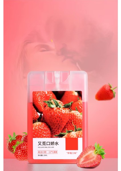 Çilek Aromalı Su Bazlı 20 ml - Oral ve Uyumlu Sprey - Nefes Tazeler