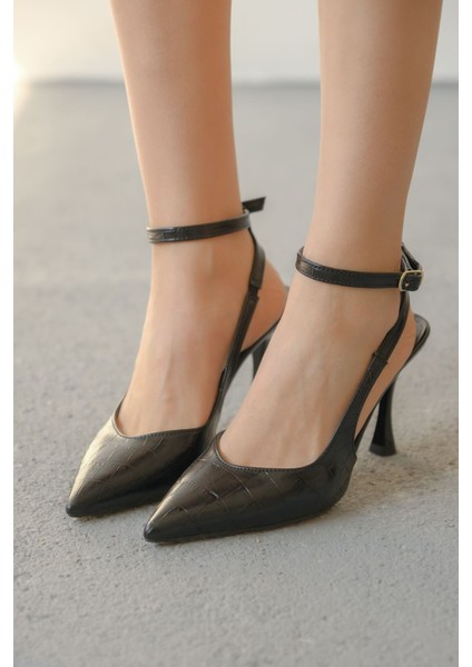 Kadın Montana Ince Topuklu Ayakkabı - Siyah-Kroko fiyatları