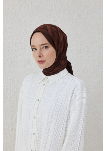 Balıksırtı Desen Jakar Şal - Acı Kahve