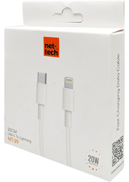 Nt-29 Plastik 20 cm Type-C To Lightning Şarj ve Data Kablosu