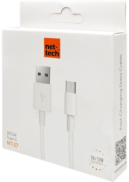 Nt-27 Plastik 20 cm Type-C Şarj ve Data Kablosu