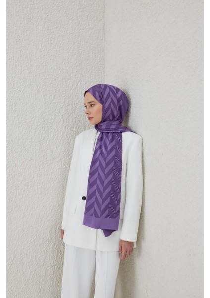 Balıksırtı Desen Jakar Şal - Mor modelleri
