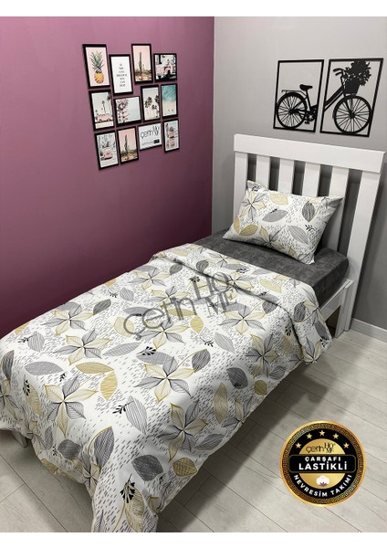 Çetinhome Çarşafı Lastikli Tek Kişilik Nevresim Takımı Lara