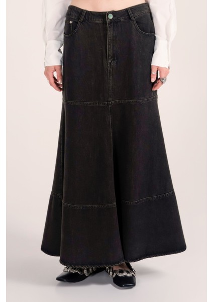 Yıkamalı Maxi Jean Etek modelleri