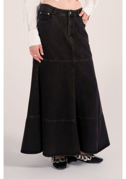 Yıkamalı Maxi Jean Etek fırsatları