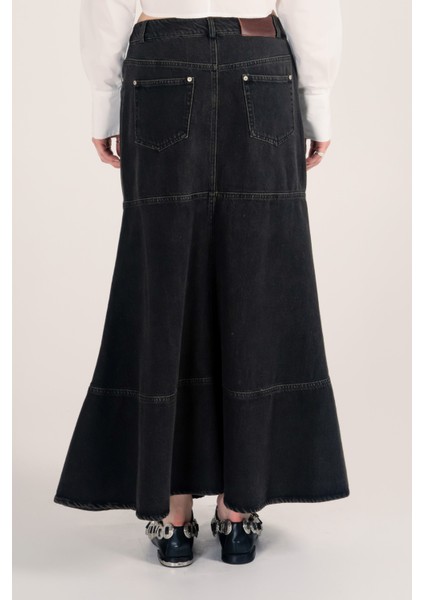 Yıkamalı Maxi Jean Etek indirimleri