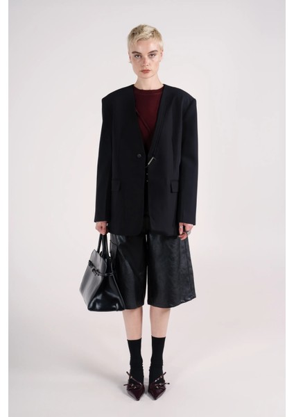 Fermuar Detaylı Blazer Ceket