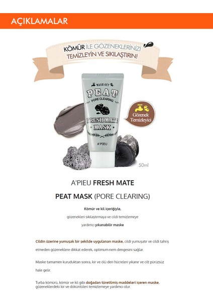 Gözenek Temizleyici Kil ve Kömür Maskesi 50ml A'PIEU Fresh Mate Peat Mask (Pore Clearing)