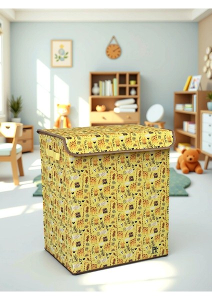 Stay Gıraffe Büyük Boy Kapaklı Kirli Çamaşır Oyuncak Düzenleyici Saklama Kutusu Sepeti 40 x 50 x 30