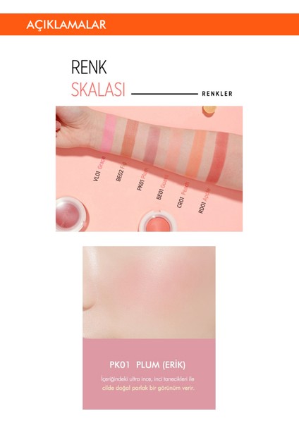 Meyve Renkleriyle Doğal ve Parlak Görünüm Sunan Jel Allık A'PIEU Juicy-Pang Jelly Blusher (PK01) modelleri