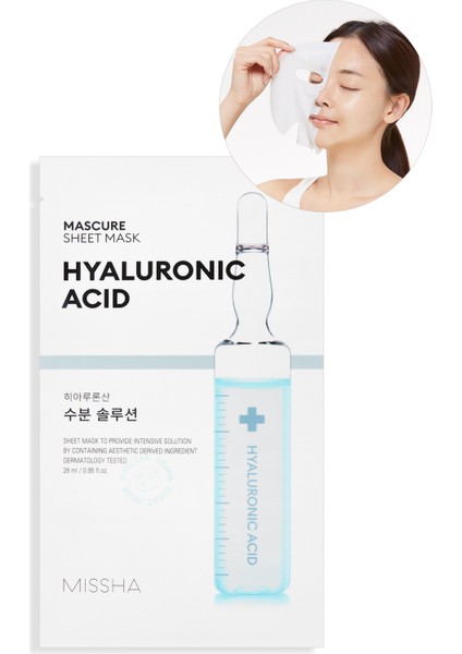 Hyalüronik Asit İçerikli Nemlendirici Yaprak Maske Mascure Hydra Solution Sheet Mask (Hyaluron Acid)