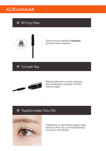 3 Kat Dolgun ve Kıvrık Görünüm Veren Maskara 3D Mascara