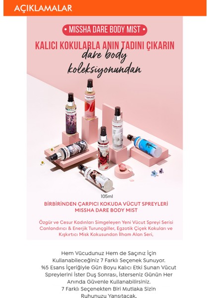 Gün Boyu Kalıcı Çok Amaçlı Saç & Vücut Spreyi Dare Body Mist (Flower Market)