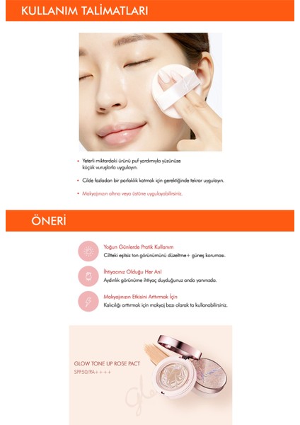 Ton Eşitleyici Aydınlık Görünüm Sağlayan Kapatıcı Krem Glow Tone Up Rose Pact