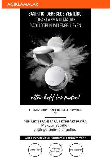 Kızarık Görünümü Azaltarak Makyajı Sabitleyen Ultra Hafif Pudra Airy Pot Pressed Powder (Mint)