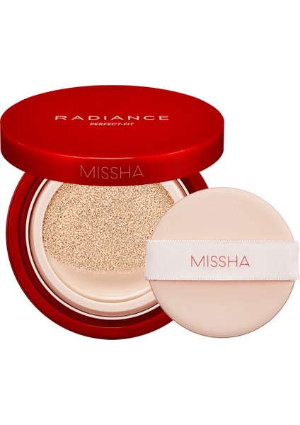 Mat Bitişli ve Kalıcı Cushion Fondöten Radiance Perfect Fit Cushion Foundation No21 Fairy SPF50