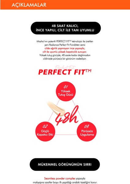 Mat Bitişli ve Kalıcı Cushion Fondöten Radiance Perfect Fit Cushion Foundation No21 Vanilla SPF50 fırsatları