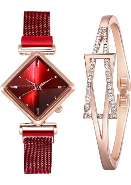Bileklik Saat, Renk: Kırmızı + Bileklik Kırmızı + Bileklik (Yurt Dışından)