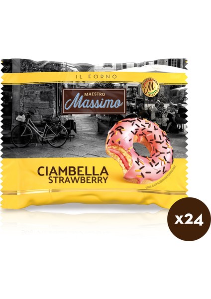 Ciambella Strawberry (Donut Çilekli) 45 gr 24 Adet (1 Kutu)