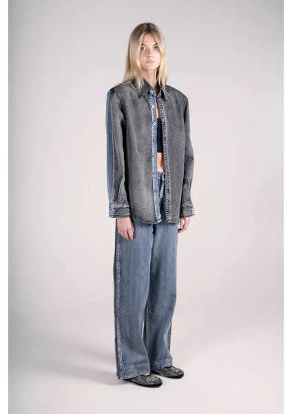 Çift Renkli Jean Gömlek modelleri