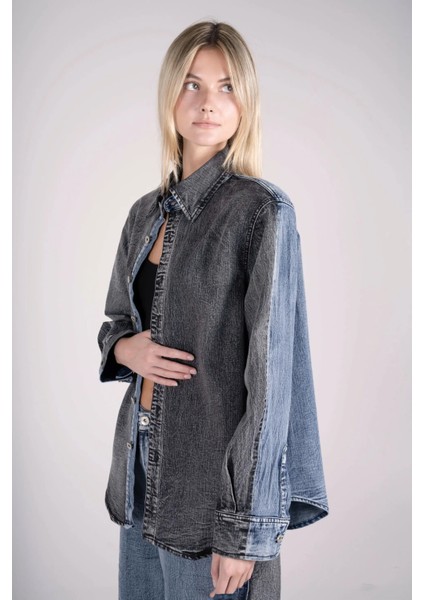 Çift Renkli Jean Gömlek indirimleri