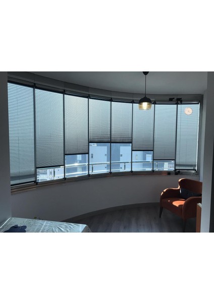 Açık Gri Katlanır Cam Balkon Perdesi-Ofis Perdesi-Ev Perdesi-Salon Perdesi-Plise Perde