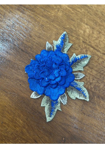 Nakış Işleme Kabartma Mavi Çiçek Dikiş Aplike Arma 11X8 cm modelleri