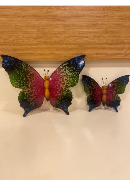 Dekoratif Asmalı 2'li Akrilik Kelebek Gökkuşağı Renk modelleri