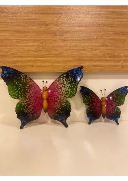 Dekoratif Asmalı 2'li Akrilik Kelebek Gökkuşağı Renk fırsatları