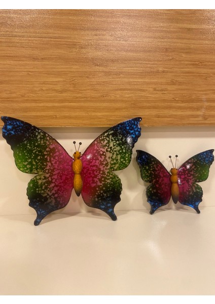 Dekoratif Asmalı 2'li Akrilik Kelebek Gökkuşağı Renk indirimleri
