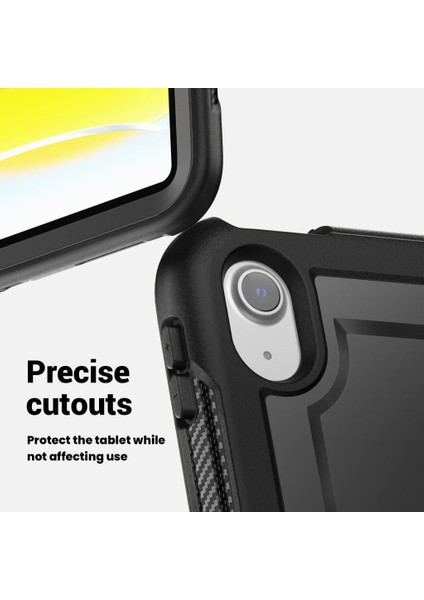 Apple iPad Air 11inç M2 Kılıf Handle Ring Yüzüklü Amour Tank Case Fuji A2902 A2903 A2904 Siyah