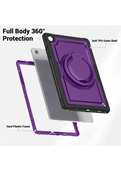 Samsung Galaxy Tab A9 Plus X210 X216 X218 Kılıf Handle Ring Yüzüklü Amour Tank Case Fuji