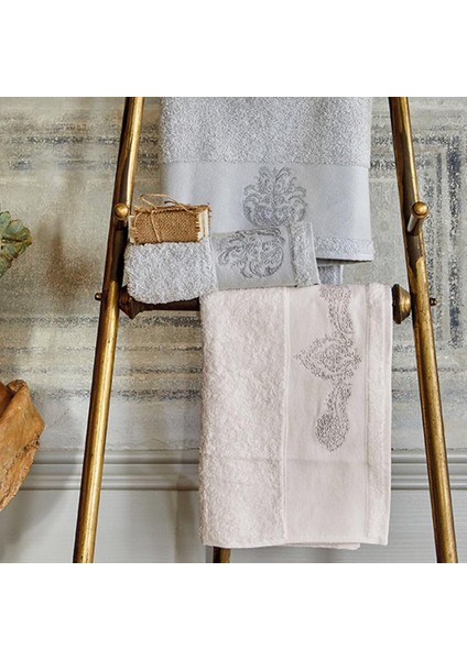 Home Eldora Nakışlı Beyaz-Gri 4 Parça Hamam Seti fiyatları