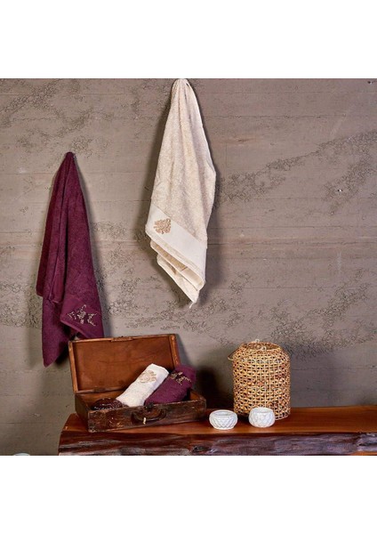 Home Fronda Mürdüm-Bej 4 Parça Hamam Seti