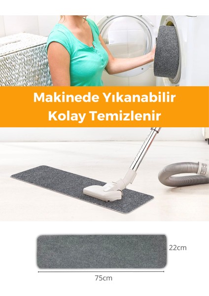Merdiven Halısı Halıfleks Basamak ve Merdiven Paspası Kaymaz Taban Gri (1 Adet)