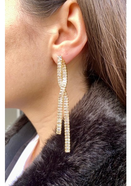 Blue GOLD14K Su Yolu Tasarım Küpe