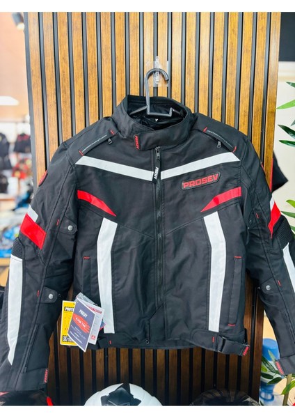 JKT01 - 4 Mevsim Motosiklet Montu (Kırmızı-Siyah)