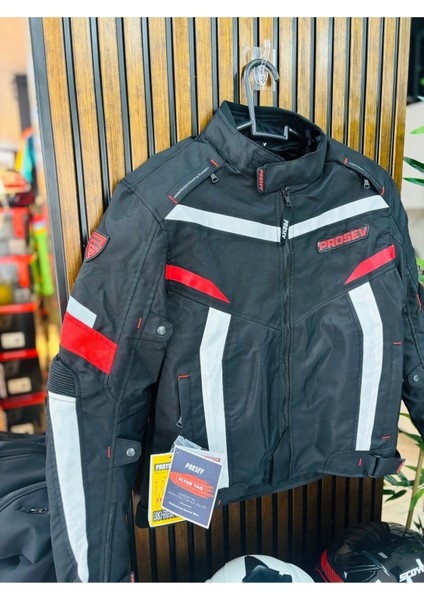 JKT01 - 4 Mevsim Motosiklet Montu (Kırmızı-Siyah)