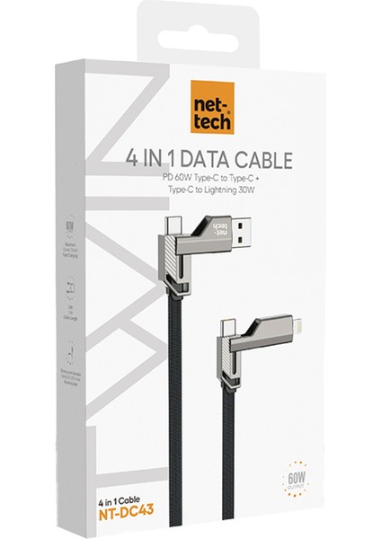 NT-DC43 Plastik 100 cm Type-C To Type-C+Lightning Şarj ve Data Kablosu
