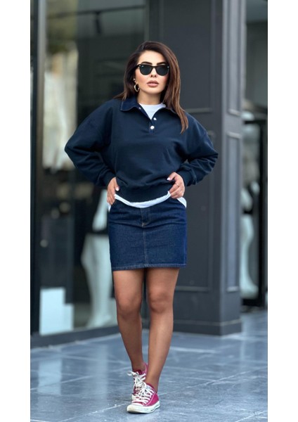 Lacivert Denim Mini Etek fırsatları